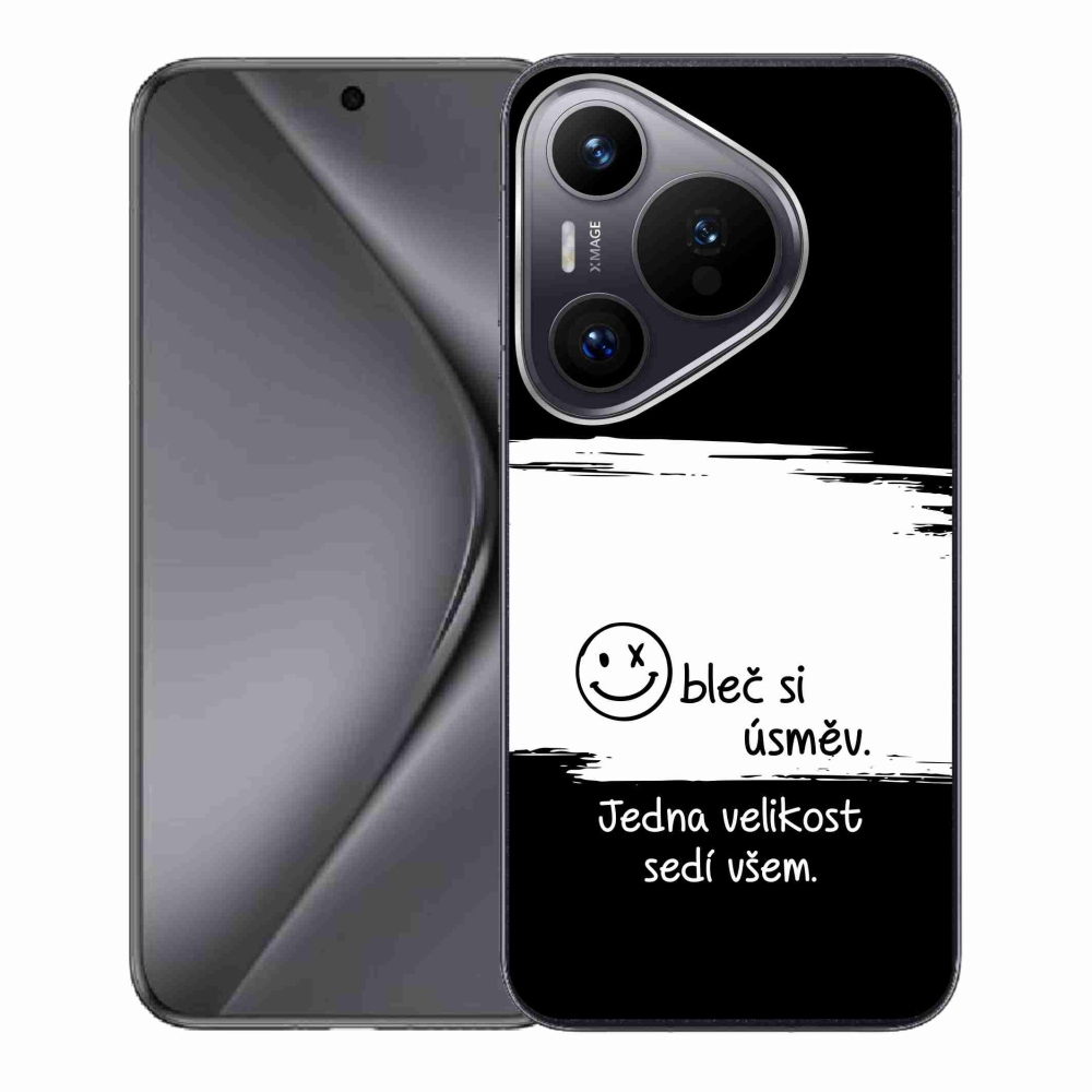 Gél borító mmCase a Huawei Pura 70 készülékhez - vicces szöveg 8 fehér és fekete háttérrel