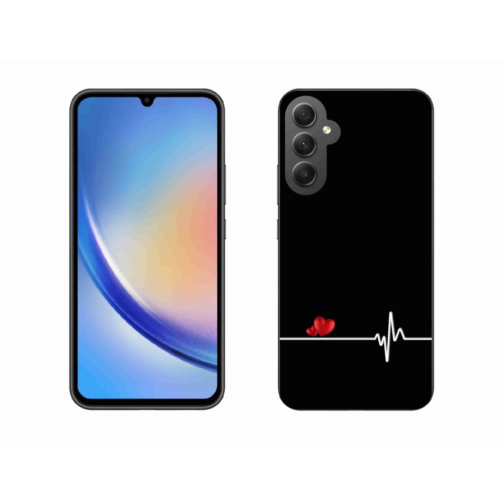 Gél borító mmCase Samsung Galaxy A34 5G - szív és szívverés fekete háttérrel