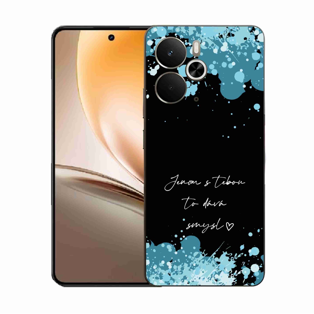 Gél borító mmCase a Realme 14 5G/14T 5G készülékhez - szerelmes szöveg fekete háttérrel