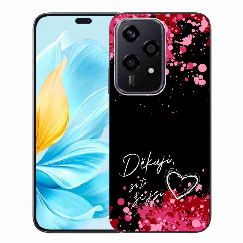 Zselés borító mmCase a Honor 200 Lite 5G készülékhez - szerelmes szöveg 2 fekete háttér