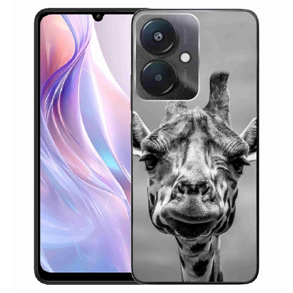 Gél borítás mmCase a Xiaomi Redmi 13C 5G-hez - fekete-fehér zsiráf