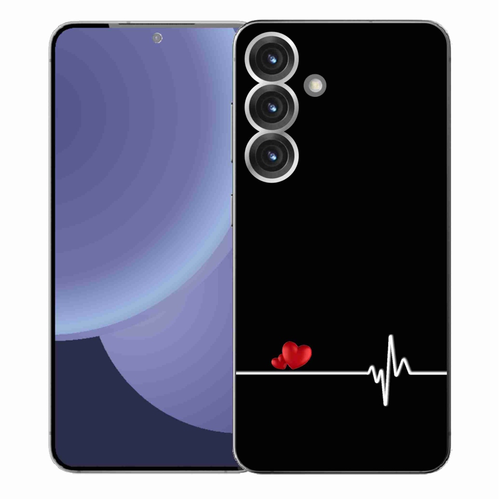 Gél borítás mmCase Samsung Galaxy S25+ készülékhez - szív és szívverés fekete háttérrel
