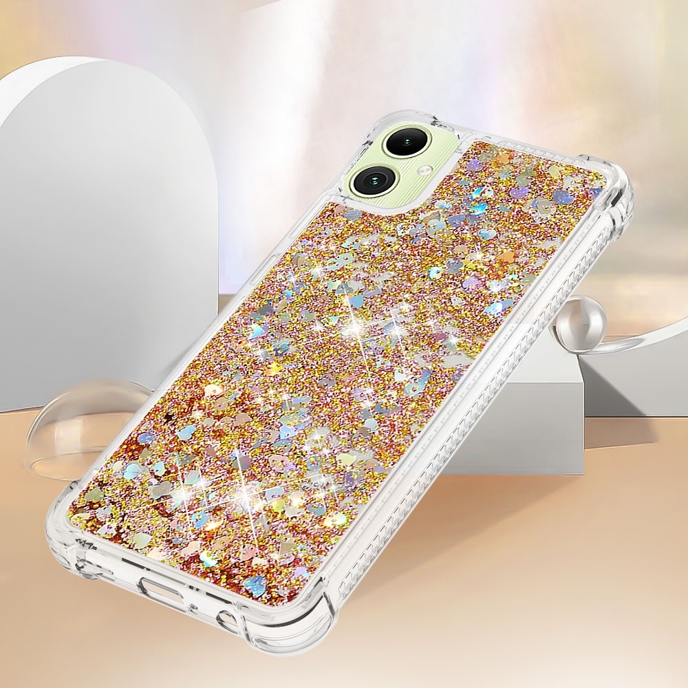 Glitter homokóra zselés tok Samsung Galaxy A06 4G - arany/szív