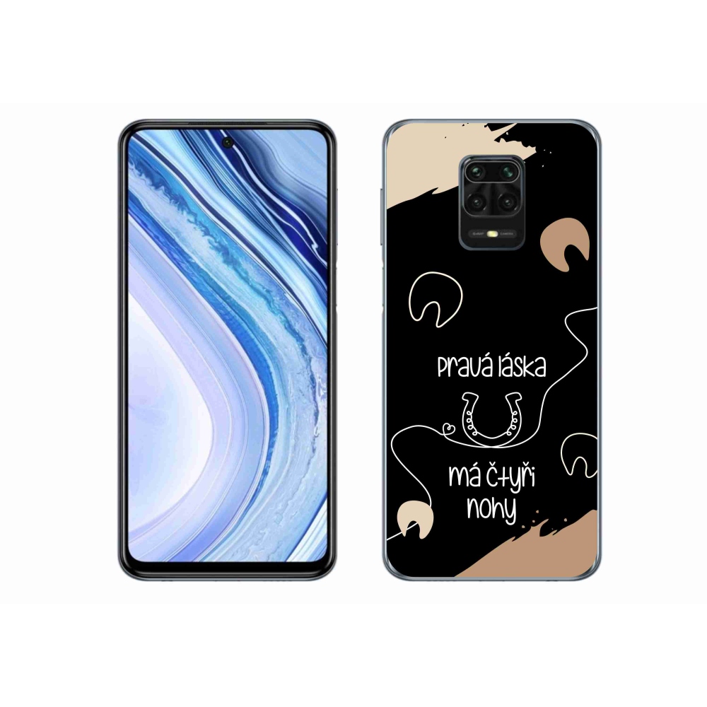 Gél borítás mmCase a Xiaomi Redmi Note 9S-hez - ló motívum fekete háttérrel