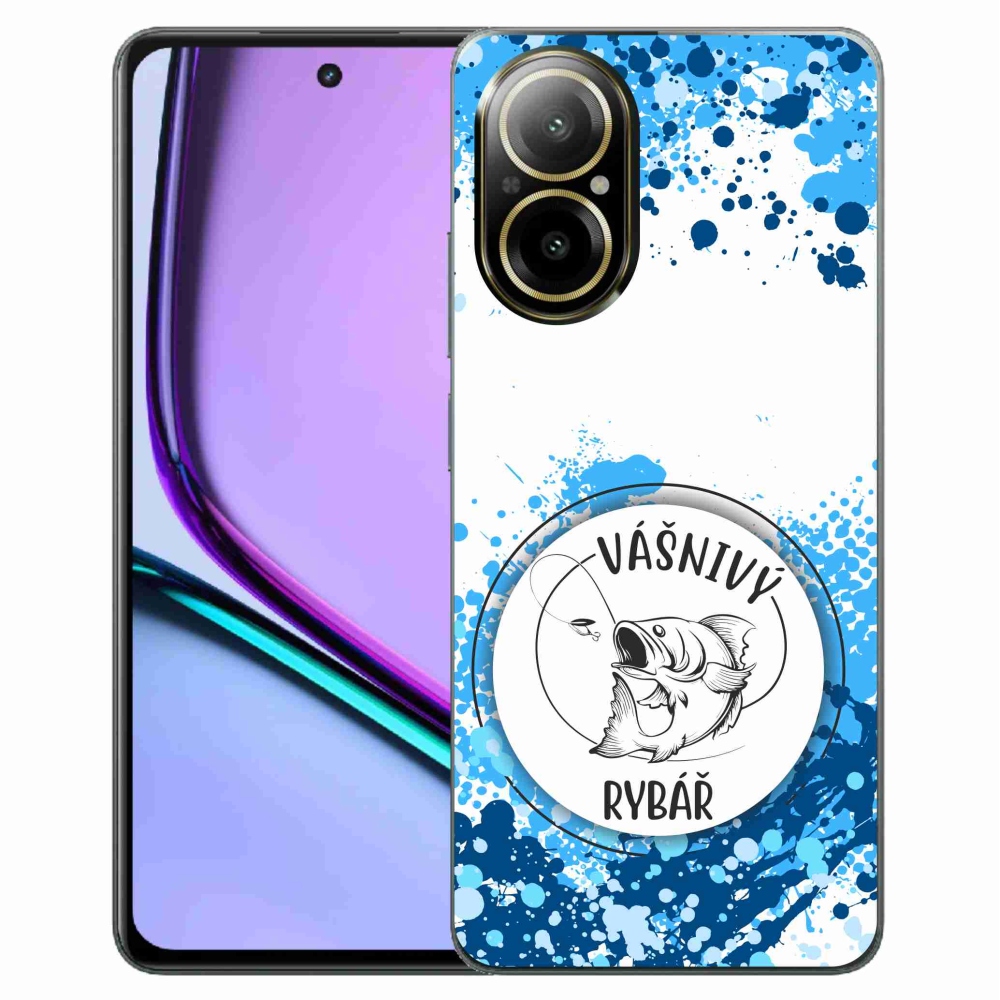 Gél borító mmCase a Realme C67 készülékhez - szenvedélyes halász fehér háttérrel