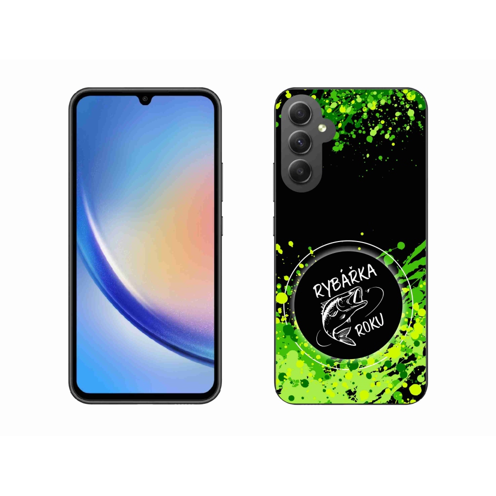 Zselés borító mmCase Samsung Galaxy A34 5G - Az év horgásza fekete háttérrel