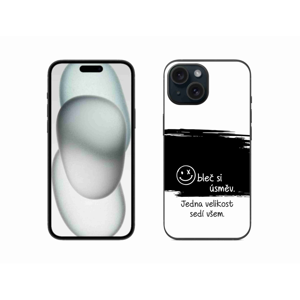 Gél borító mmCase iPhone 15 készülékhez - vicces szöveg 8 fekete-fehér háttérrel