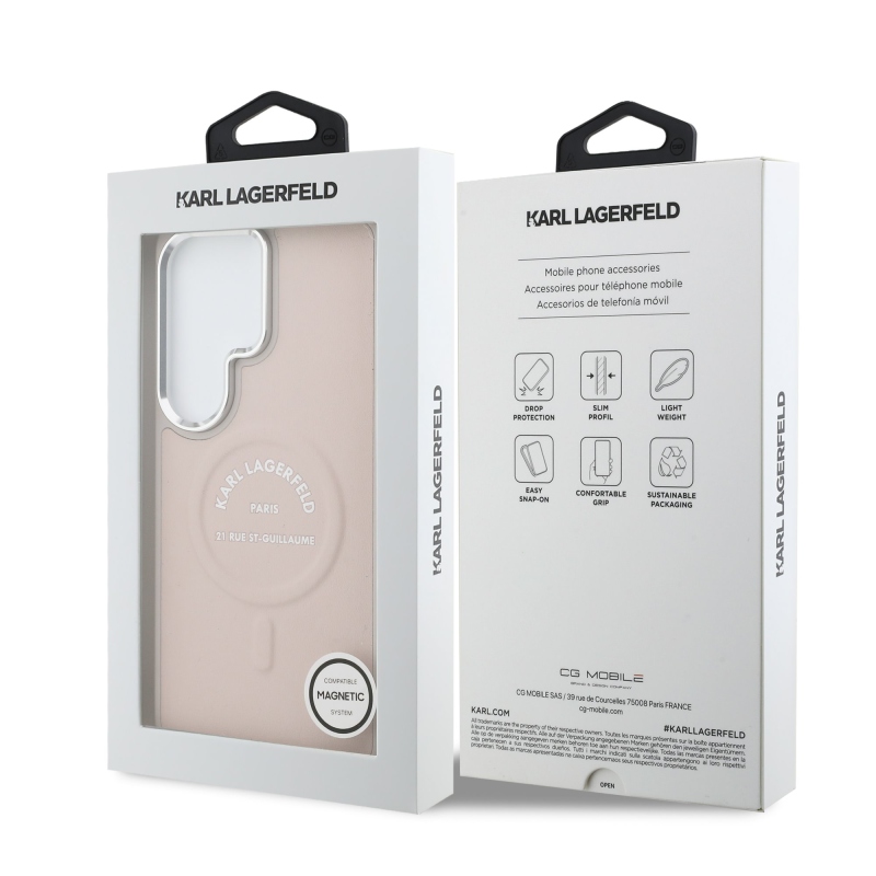 Karl Lagerfeld PU RSG Logo mágneses hátlap Samsung Galaxy S26 Ultra Pink mágneses hátlap Samsung Galaxy S26 Ultra Pink