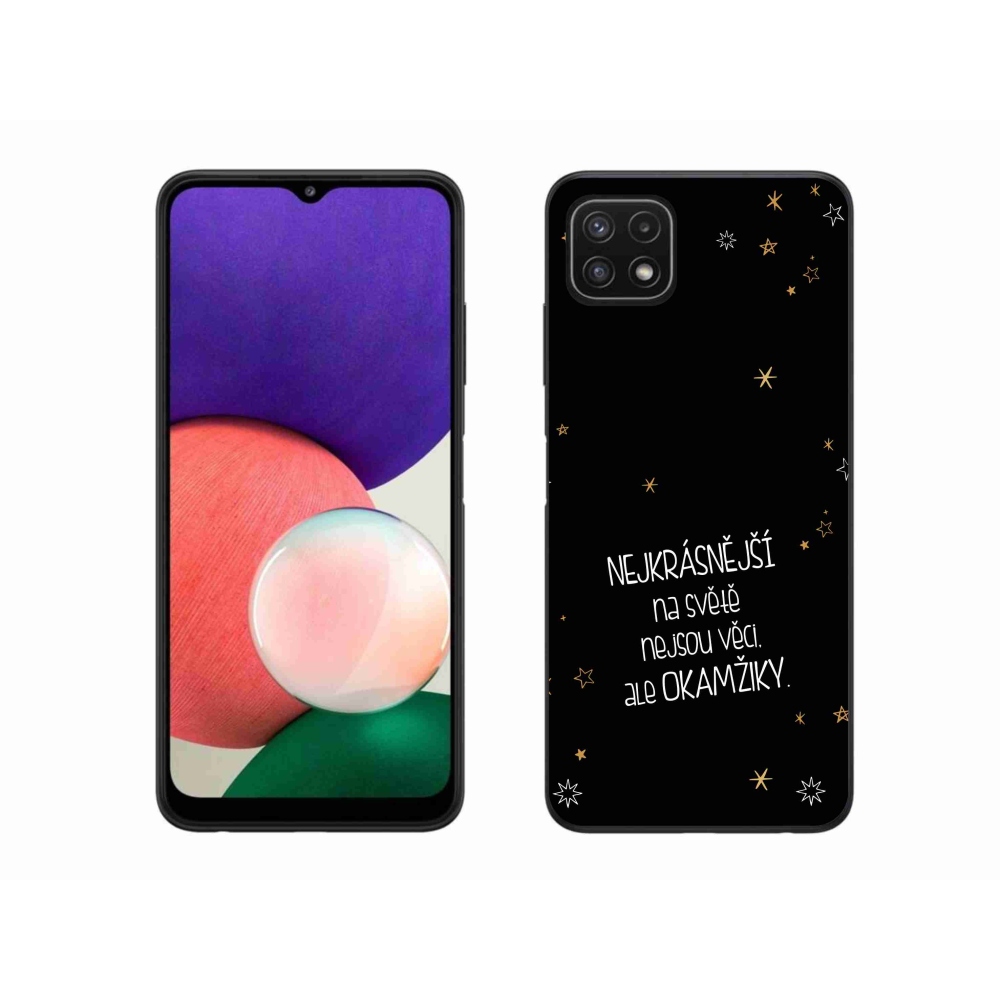 Gél borítás mmCase Samsung Galaxy A22 5G - idézet 4 fekete háttér