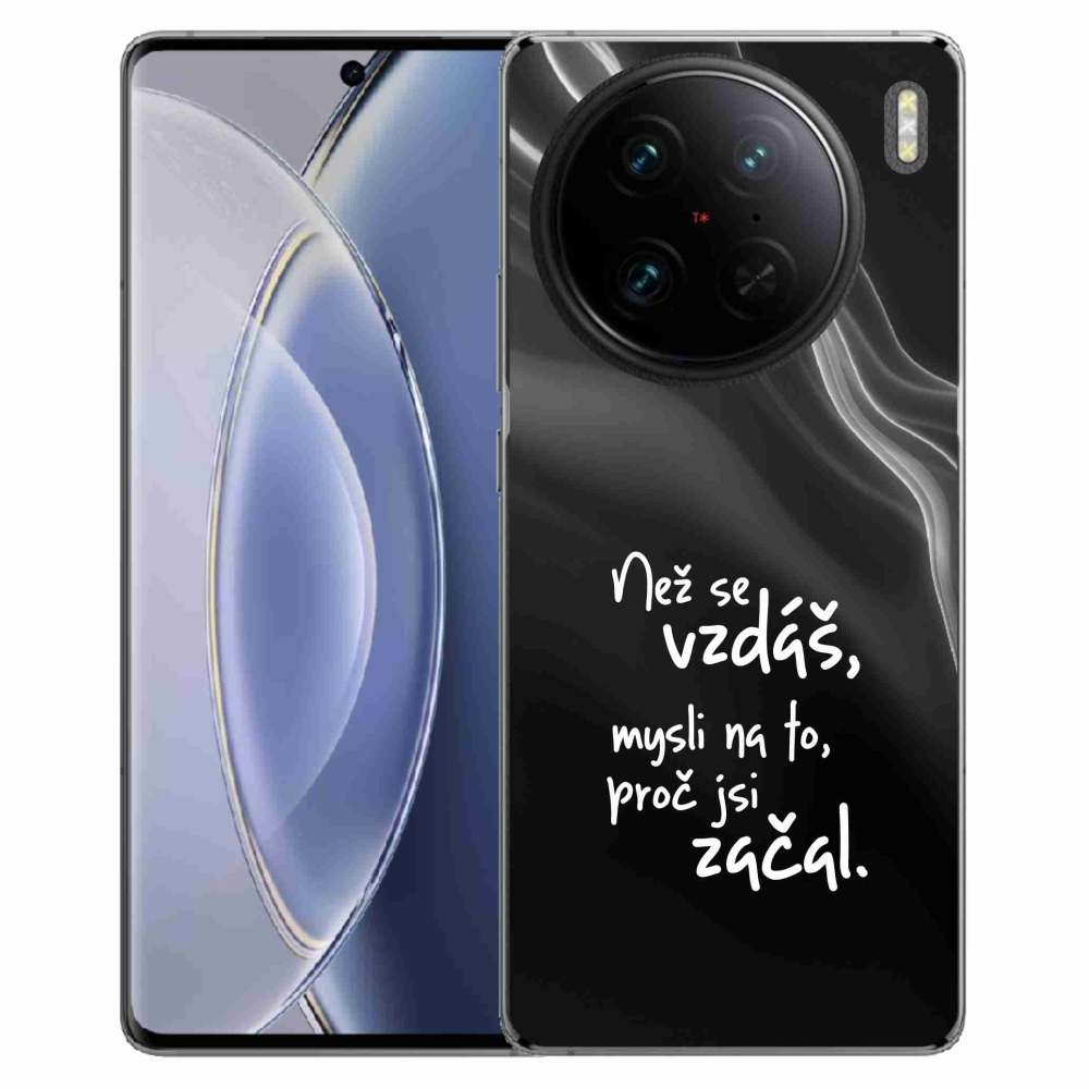 Gél borítás mmCase a Vivo X90 Pro - idézet 2 fekete háttérrel