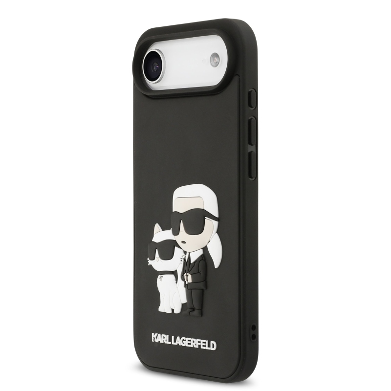 Karl Lagerfeld 3D gumiból készült Karl és Choupette hátlap iPhone 17 Air készülékhez Fekete