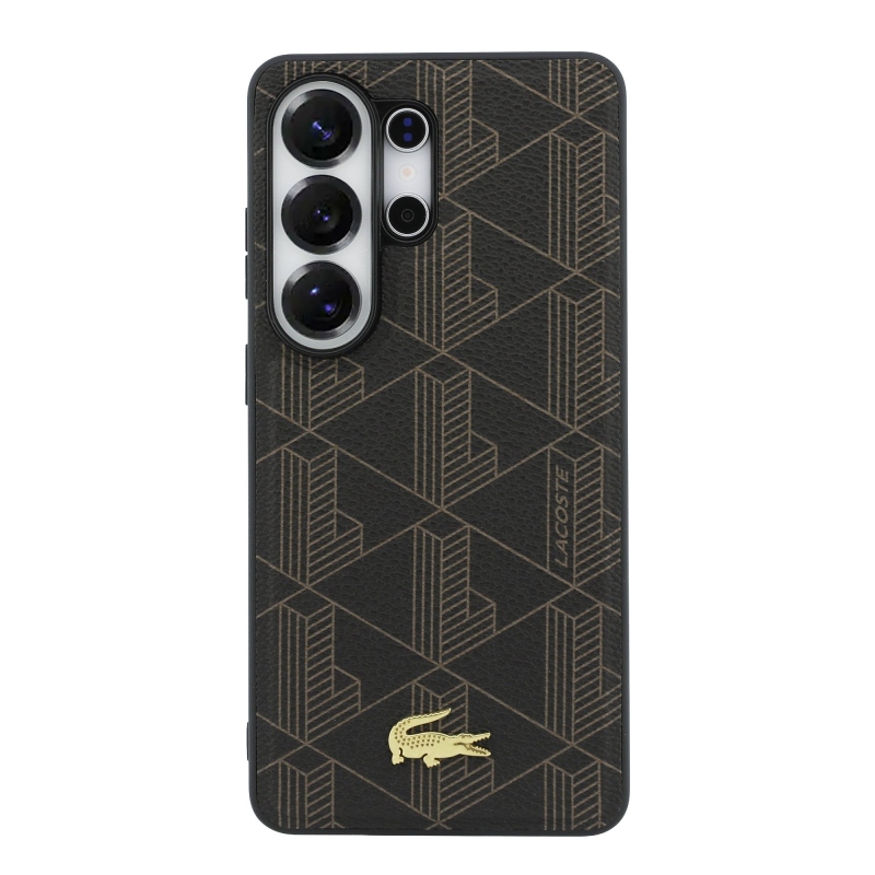 Lacoste PVC Blend Monogram Gold Logo mágneses hátlap Samsung Galaxy S26 Ultra Brown mágneses hátlap Samsung Galaxy S26 Ultra Brownhoz