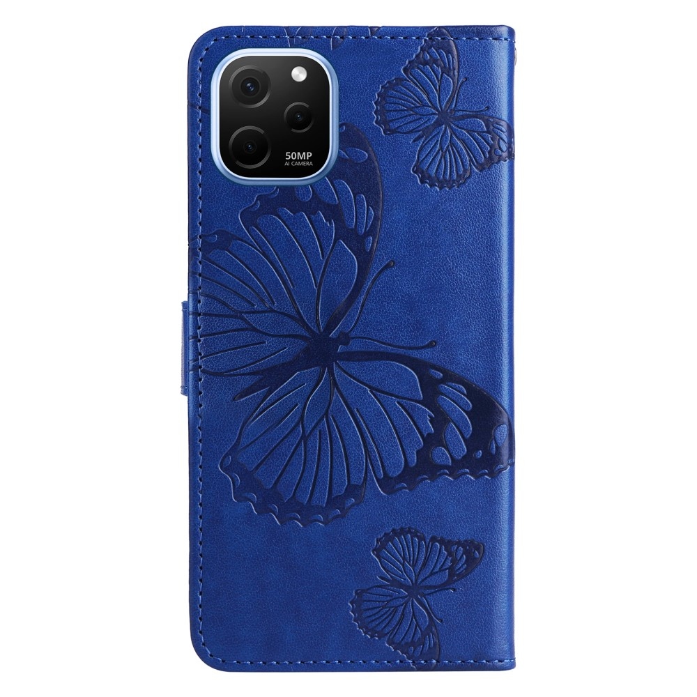 Nagy pillangó könyv tok Huawei Nova Y61-hez - kék