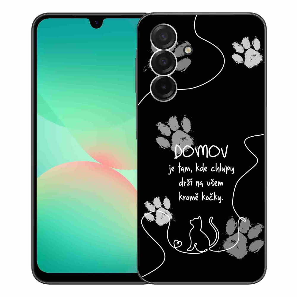 Gél borítás mmCase Samsung Galaxy A26 5G - macska motívum fekete háttérrel