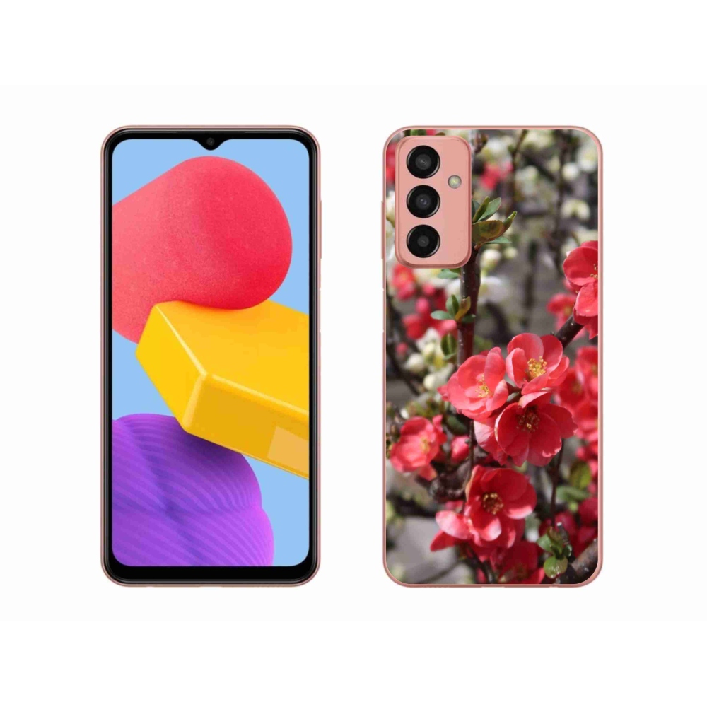 Gél védőhuzat mmCase Samsung Galaxy M13 készülékhez - piros virágok