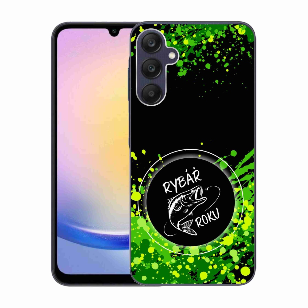 Zselés borító mmCase Samsung Galaxy A25 5G - Az év horgásza fekete háttérrel