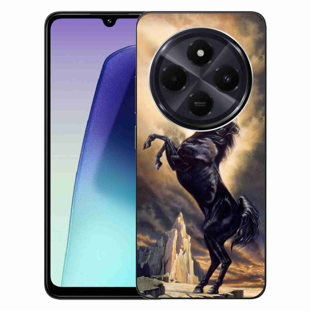 Gél borítás mmCase a Xiaomi Redmi 14C/Poco C75 számára - fekete rajzfilm ló