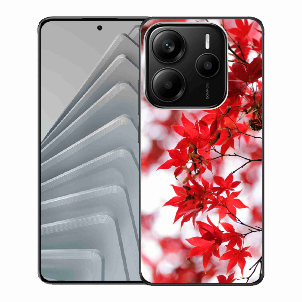 Gél borítás mmCase a Xiaomi Redmi Note 14 5G-hez - piros levelek