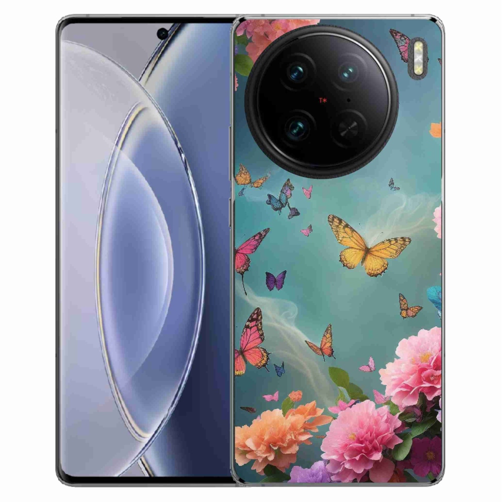 Gél borítás mmCase a Vivo X90 Pro készülékhez - színes virágok és pillangók
