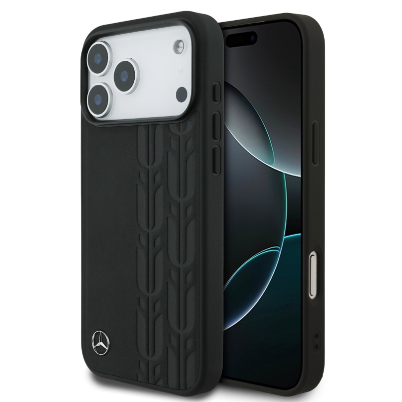 Mercedes Leather Laurel Leaves MagSafe hátlap az iPhone 17 Pro Max készülékhez Fekete