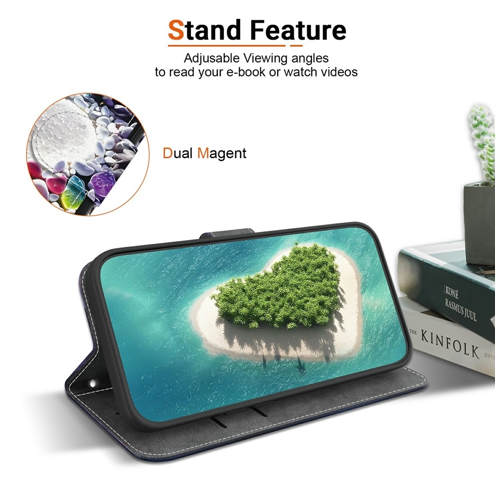 Sokoldalú könyvtáska Xiaomi Redmi 15 5G (169mm) - szív és strasszkövek