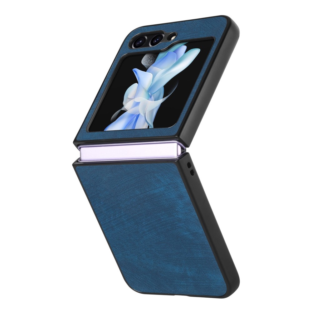 Vintage műanyag borító műbőrrel Samsung Galaxy Z Flip6 5G készülékhez - kék