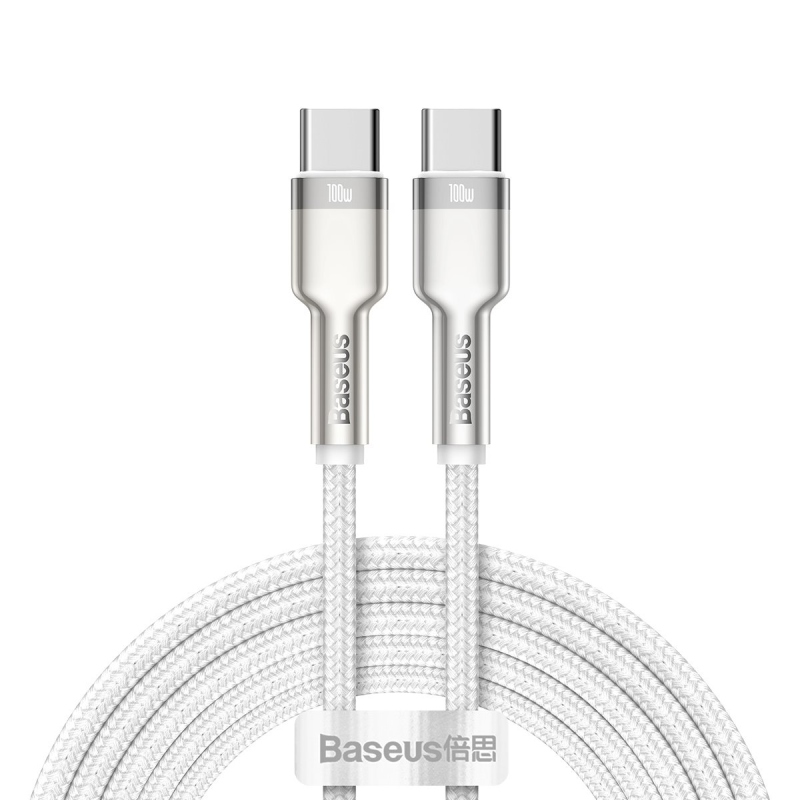 Baseus Cafule Metal sorozatú adatkábel USB-C - USB-C 100W 2m Fehér