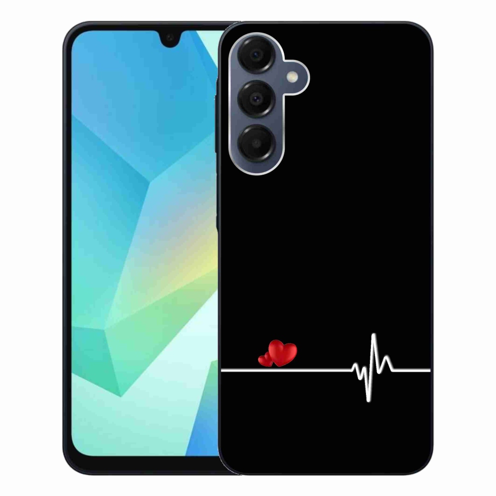 Gél borítás mmCase Samsung Galaxy A16 4G/5G készülékhez - szív és szívverés fekete háttérrel