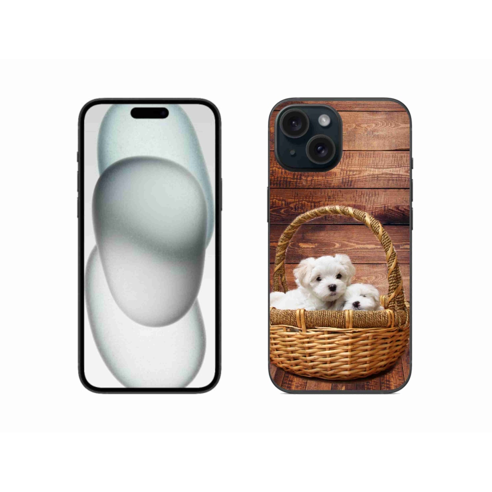 Zselés borítás mmCase iPhone 15 készülékhez - kölyökkutyák