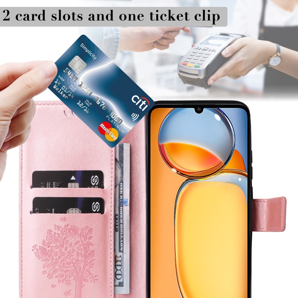 Fák könyv tokja Xiaomi Poco C65/Redmi 13C - rózsaarany