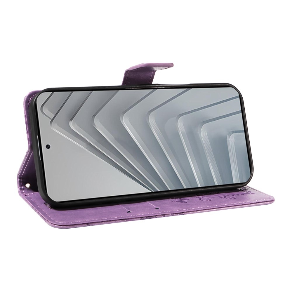 Nagy pillangó könyv tok Xiaomi Redmi Note 14-hez - lila