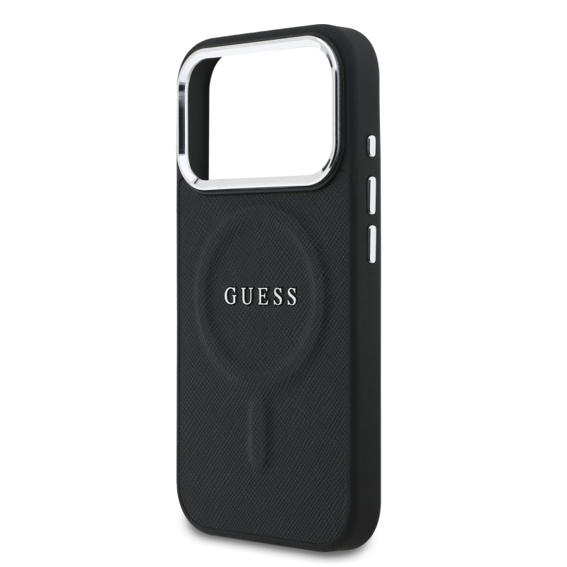 Guess PU Saffiano MagSafe MagSafe hátlap iPhone 17 Pro Fekete