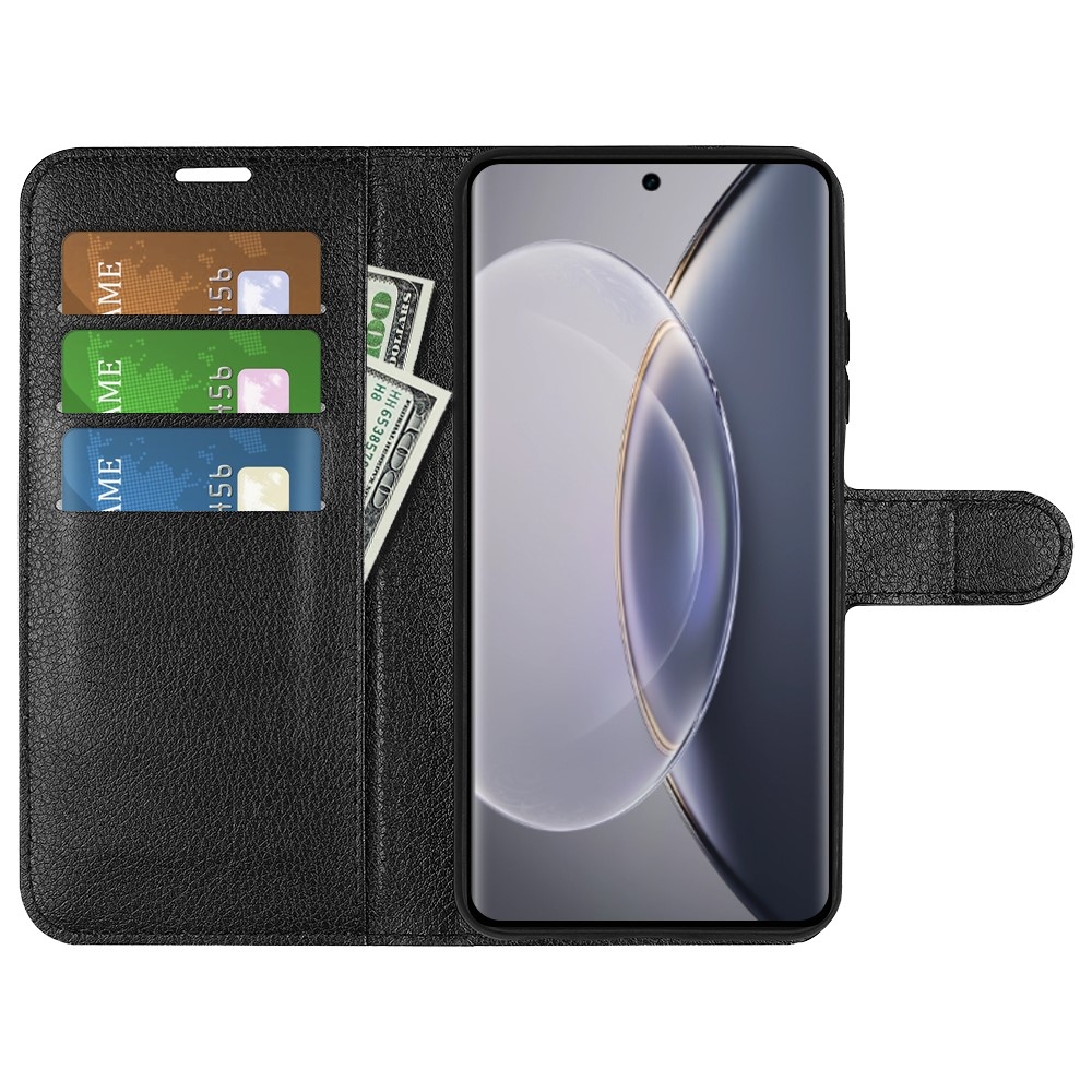 Litchi könyv tok a Vivo X90 Pro készülékhez - fekete