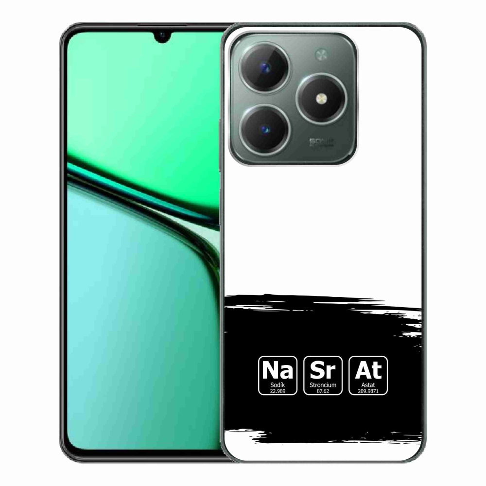 Gél borító mmCase a Realme C61 készülékre - kémiai elemek fekete és fehér háttérrel