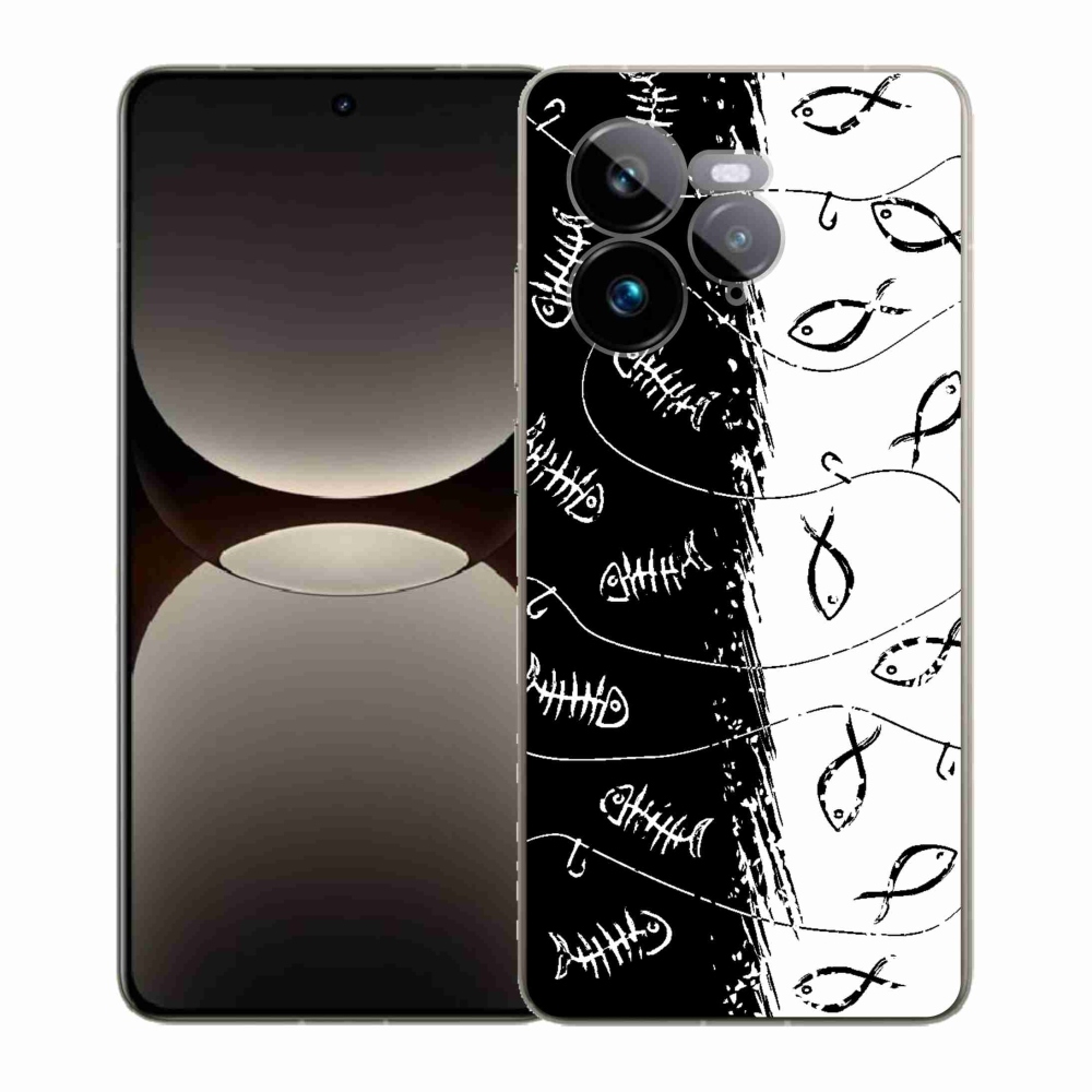 Zselés borítás mmCase a Realme GT 7 Pro 5G számára - csontvázak és halak