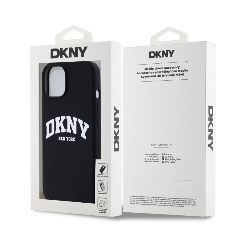DKNY Liquid Silicone Arch Logo MagSafe hátlapi borító iPhone 11 készülékhez Fekete
