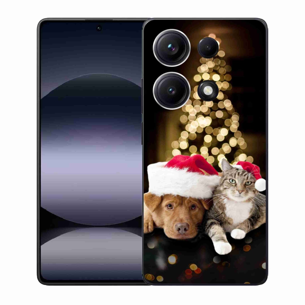 Gél borító mmCase a Xiaomi Redmi Note 14S-hez - Karácsonyi kutya és macska