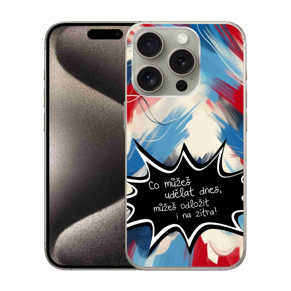 Gél borítás mmCase iPhone 15 Pro készülékhez - vicces szöveg 9 fekete háttér