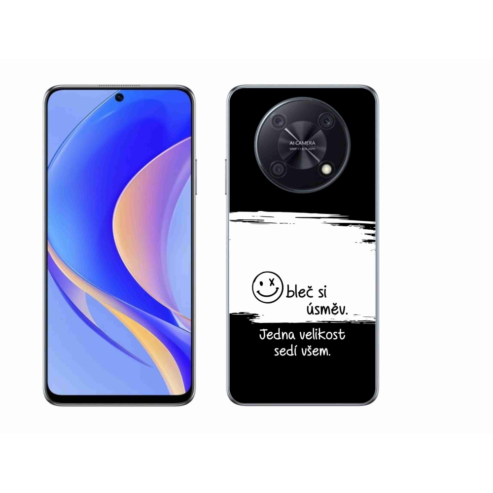 Gél borító mmCase a Huawei Nova Y90-hez - vicces szöveg 8 fehér és fekete háttérrel