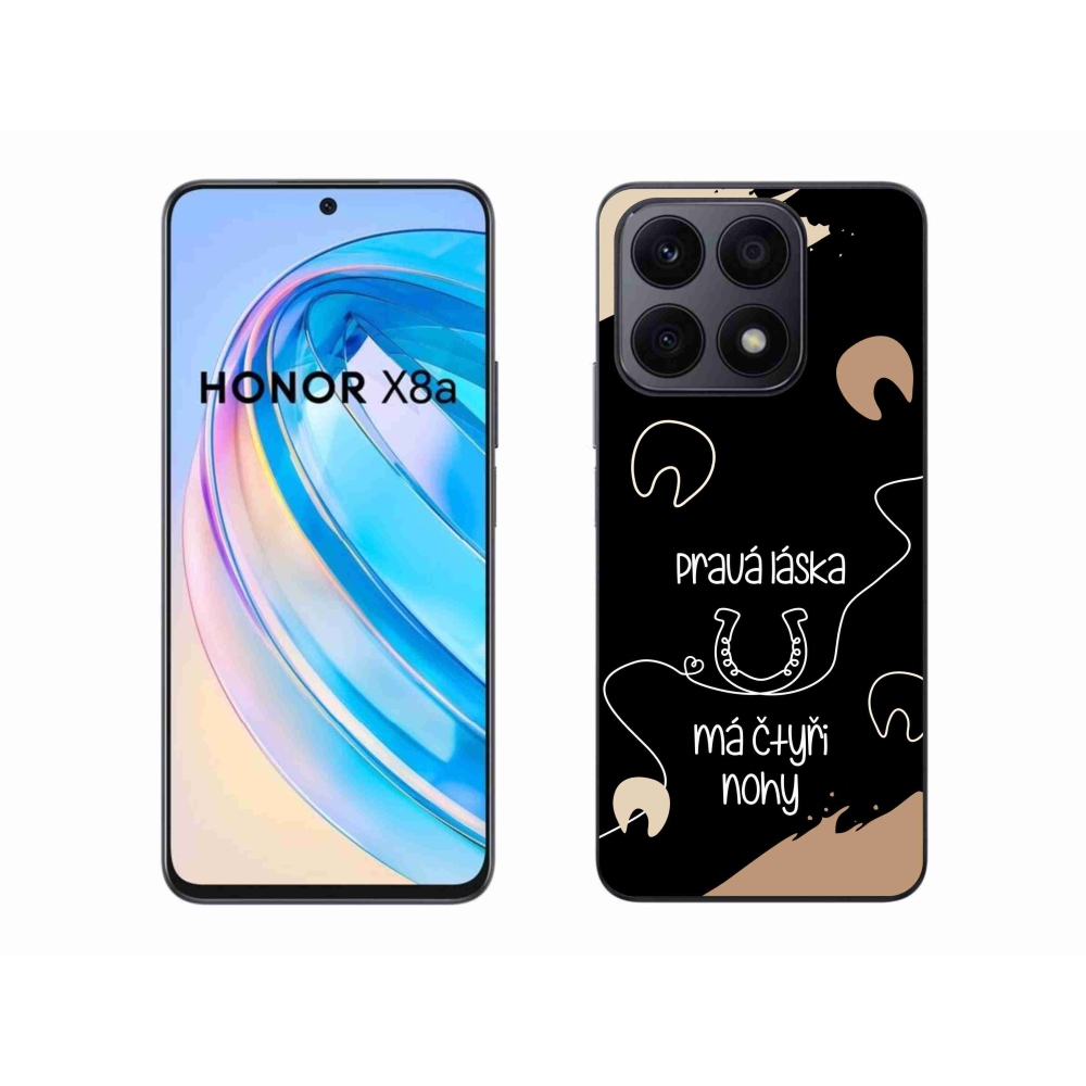 Gél borító mmCase a Honor X8a készülékhez - ló motívum fekete háttérrel