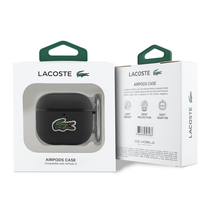 Lacoste Petit Pique Croc Logo Patch tok az AirPods 4 készülékhez Fekete