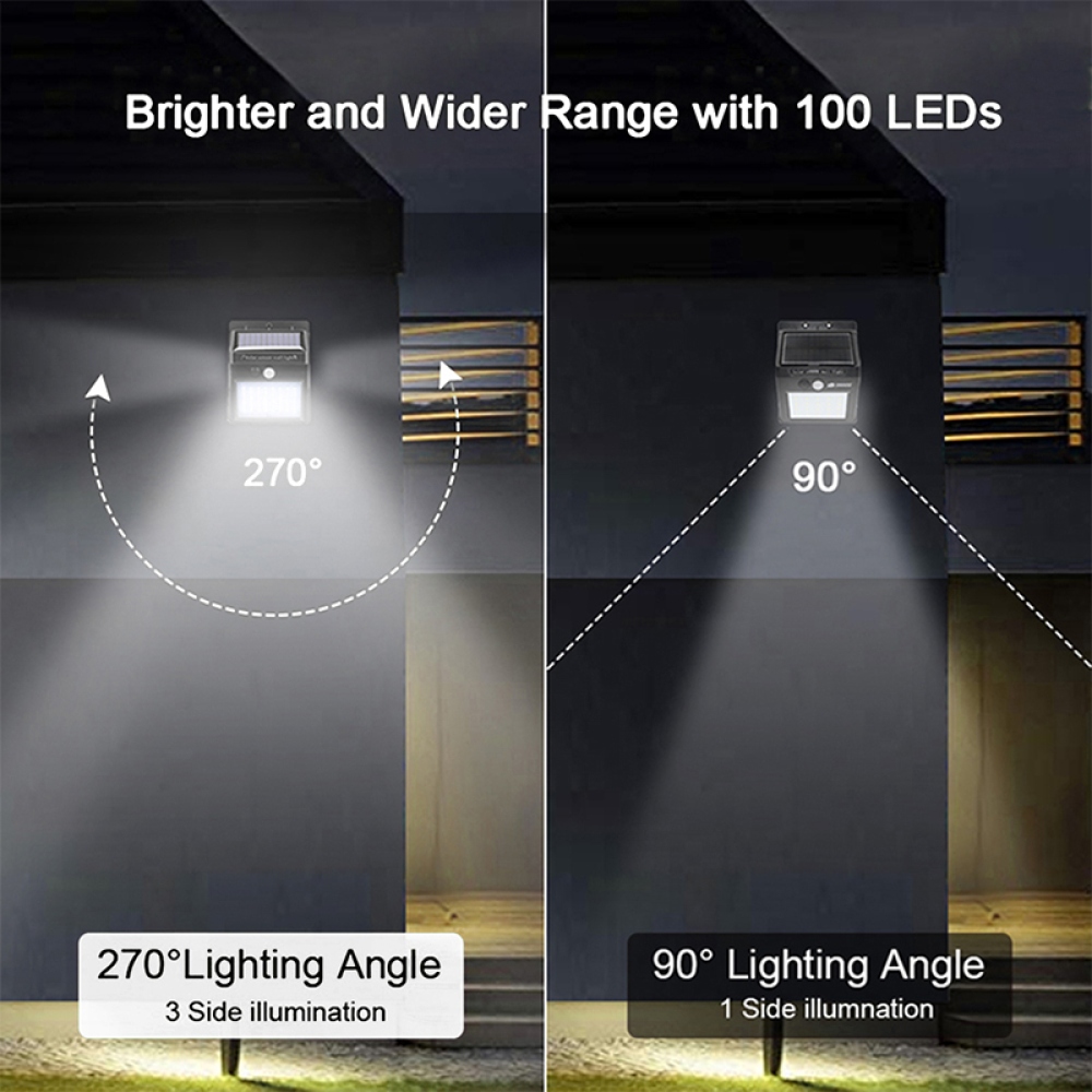 Nagy teljesítményű, napelemes LED fali lámpa érzékelővel