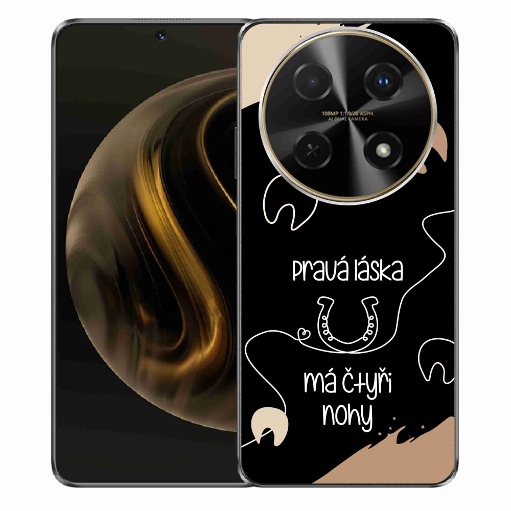 Gél borító mmCase a Huawei Nova 12i készülékhez - ló motívum fekete háttérrel