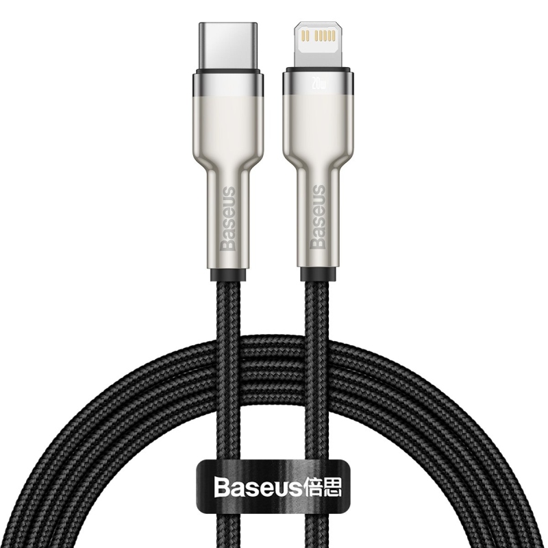 Baseus Cafule Metal sorozatú adatkábel USB-C - világítás 20W 1m fekete