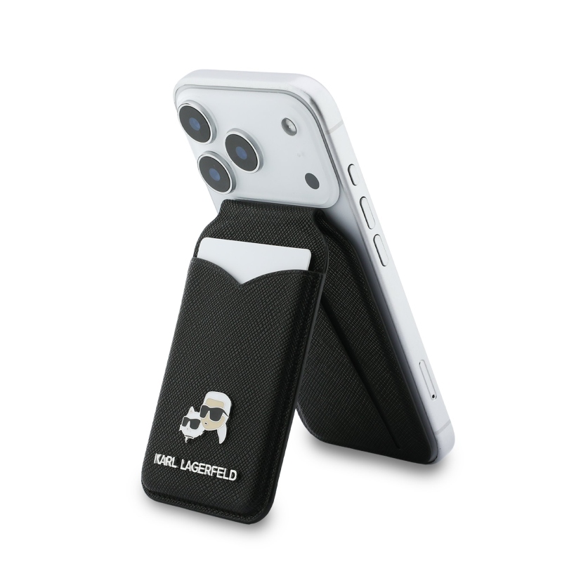 Karl Lagerfeld Mirror MagSafe Cardslot pénztárca állvánnyal Fekete