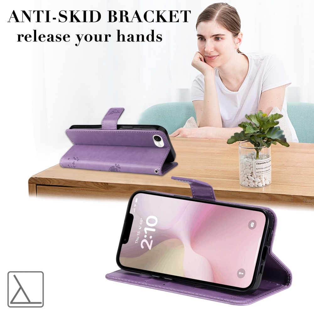 Fák könyvtáska iPhone 16e készülékhez - világos lila