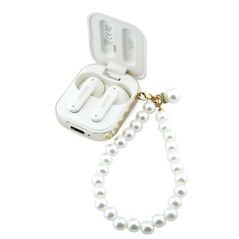 Guess Pearl Strap TWS vezeték nélküli fülhallgató, fehér