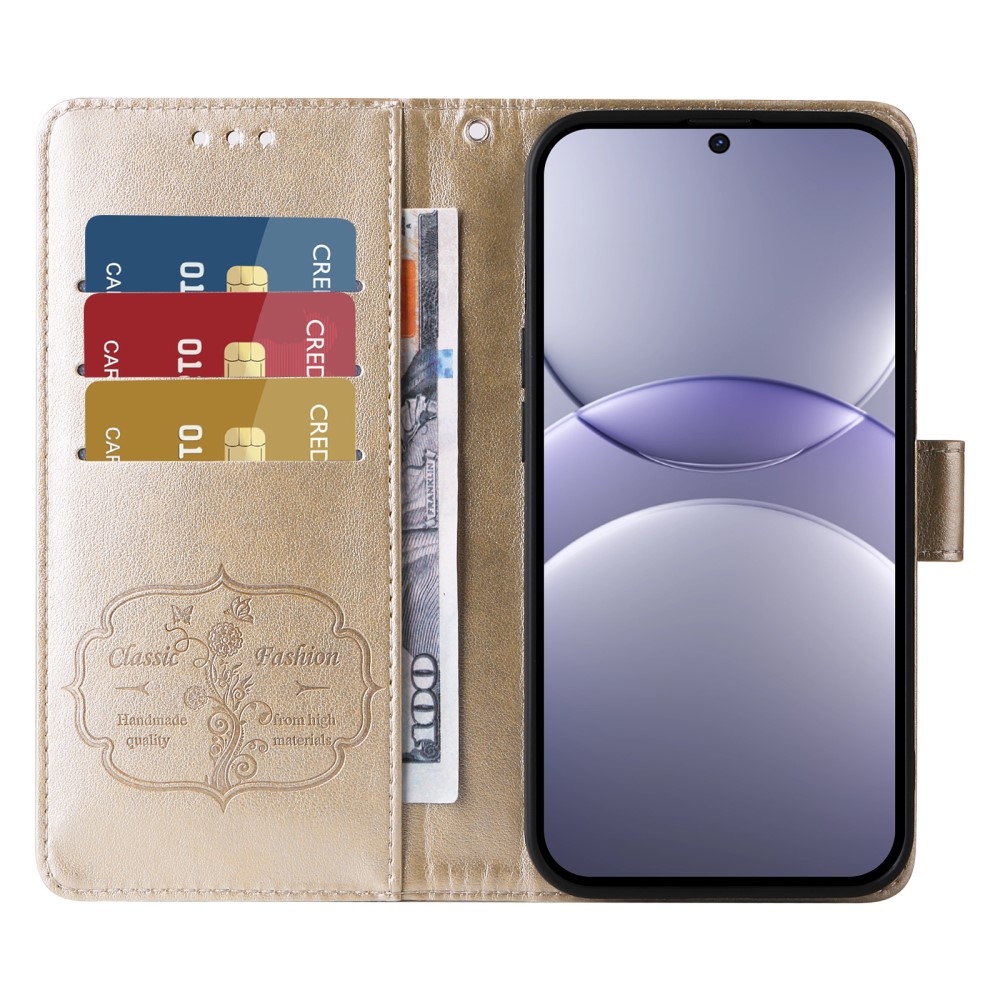 Virágos könyv tok a Huawei Nova 13 5G-hez - arany színű