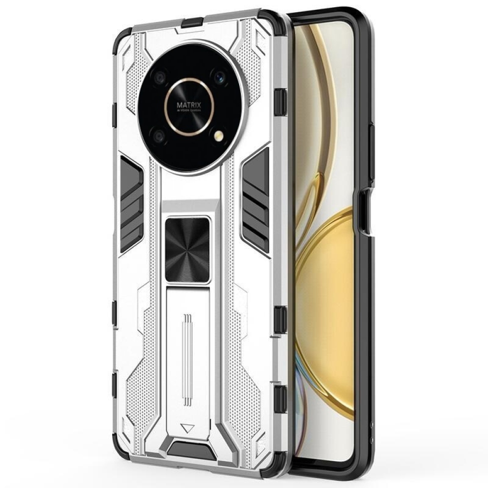 Ütésálló hibrid borító flip állvánnyal a Honor Magic 4 Lite 5G készülékhez - ezüst színű