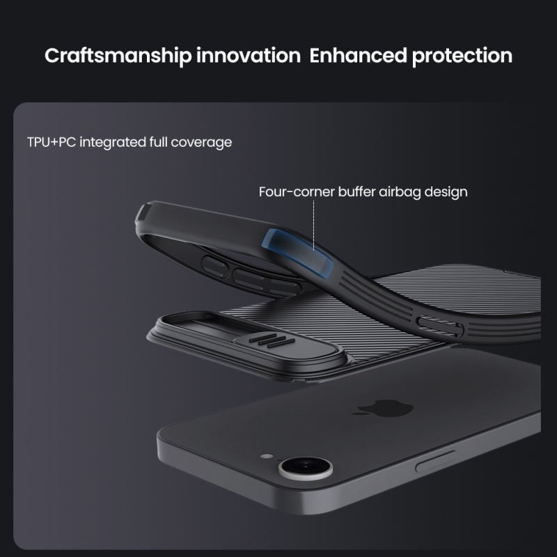 Nillkin CamShield PRO mágneses hátlap Apple iPhone 16e készülékhez Fekete